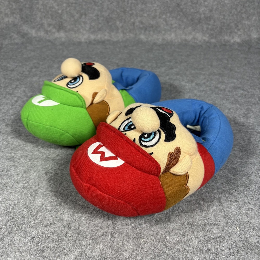 Nintendo Super Mario Bros Plush Slippers 13-1 Mario Luigi Character